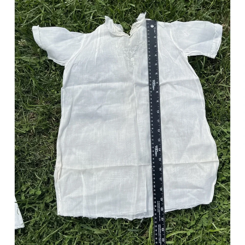 Vintage Baby‎ Dress Christening Gown Lot Embroidered Lace 3 Piece Set Baptism